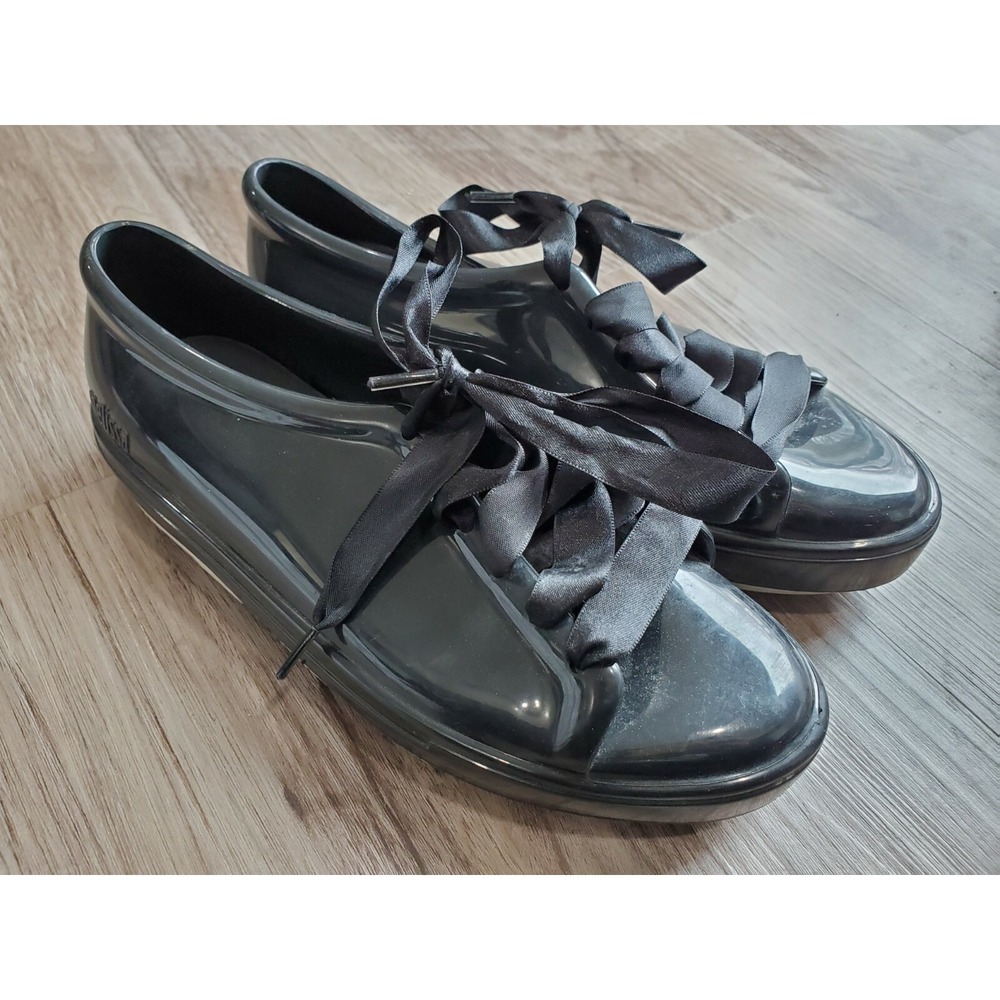 Melissa Mickey Mouse Black Shoes Size 7 Womens Ribbon Lace Tie Disney